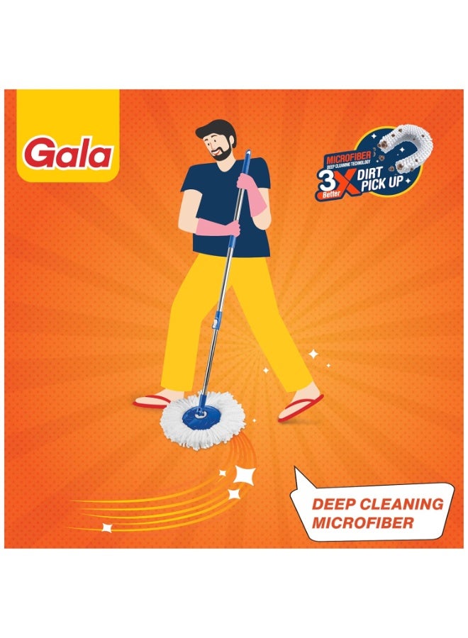 Gala - 142651 Jet Spin mop with stainless steel wringer, jumbo wheels and 2 refills (White and Blue) - Image 2